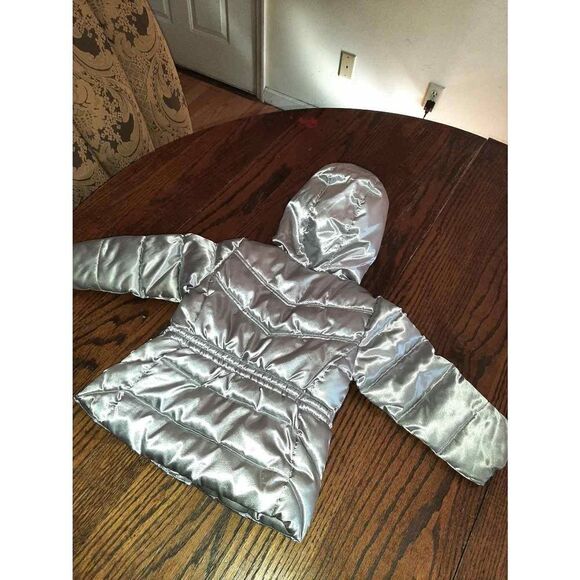 Girls 24 Month Healthtex Silver Metallic Hoodes Puffer Coat Jacket - Picture 4 of 4